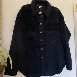 pacsun LA hearts black fuzzy oversized shacket size m/l brand new with tags